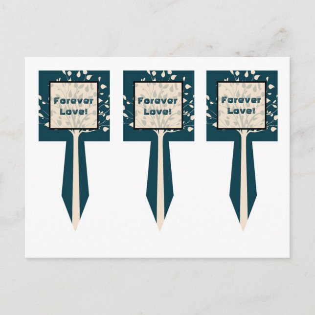 3 Hochzeit von Navy/Creme Tree Cup Picks Postkarte (Vorderseite)