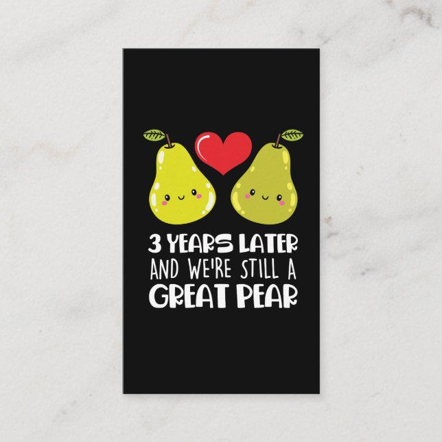 3. Hochzeitsfeier Geschenk Verheiratetes Paar Birn Visitenkarte (Vorderseite)