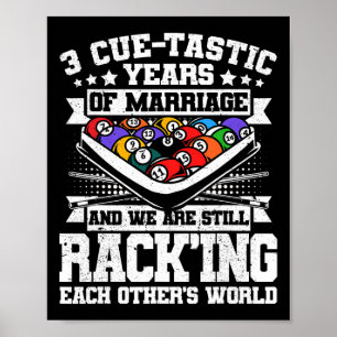 3. Hochzeitsfeiertag Billard 3 Jahre März Poster