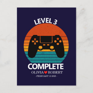 3. Hochzeitstag Benutzerdefiniertes Retro-Videospi Postkarte