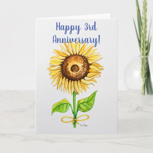 3. Hochzeitstag Grußkarte innen leer Karte (Vorderseite)