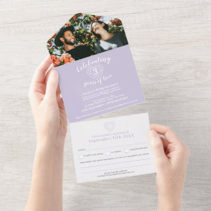 3. Hochzeitstag Kristall lila RSVP Foto All In One Einladung