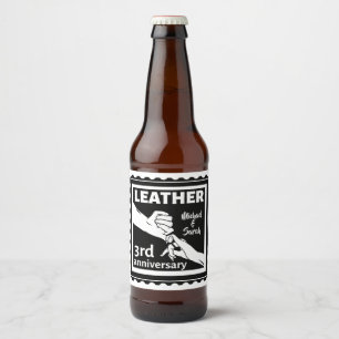 3. Hochzeitstag mit traditionellen Händen Bierflaschenetikett