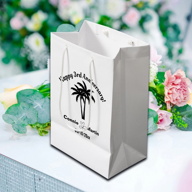 3. Hochzeitstag Palmtrees Mittlere Geschenktüte (Von Creator hochgeladen)