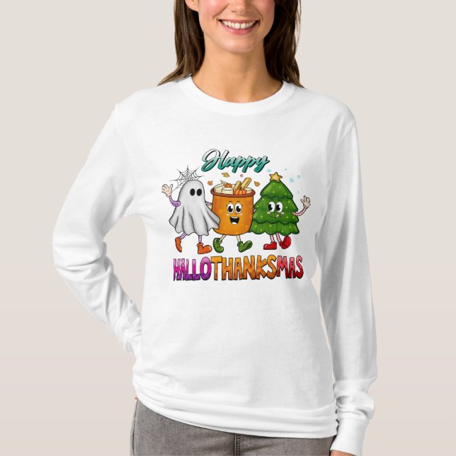 3 Holiday Girl halloween Erntedank Weihnachten T-Shirt (Vorderseite)