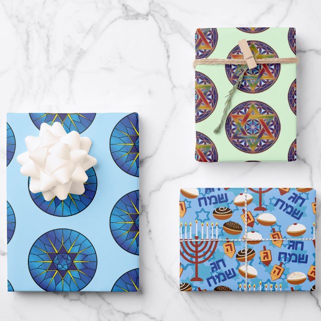 3 Hübsch Happy Hanukkah Wrapping Paper Geschenkwra Geschenkpapier Set (Von Creator hochgeladen)