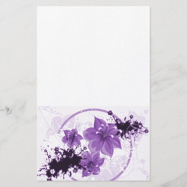 3 HÜBSCHE BLUME - LILA BRIEFPAPIER (Vorderseite)