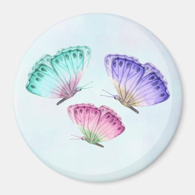 3 Hübsche Pastel-Aquarellbutterfische Magnet (Vorne)