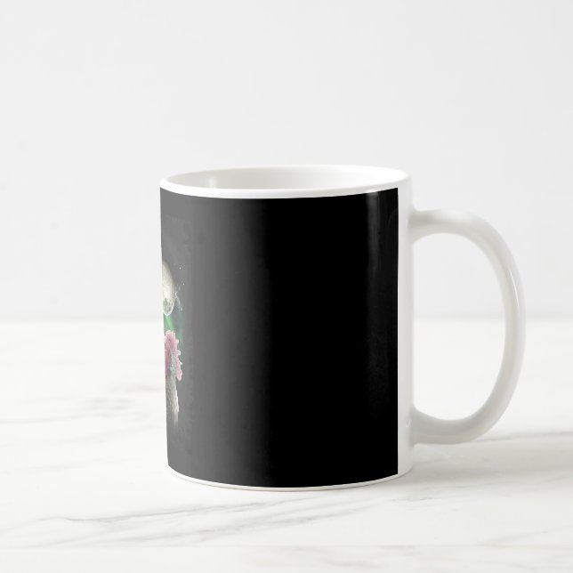 3 Hühner Mond Wolf Hühner heulende Wölfe  Kaffeetasse (Rechts)