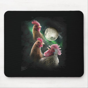 3 Hühner Mond Wolf Hühner heulende Wölfe  Mousepad