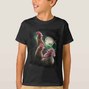 3 Hühner Mond Wolf Hühner heulende Wölfe  T-Shirt