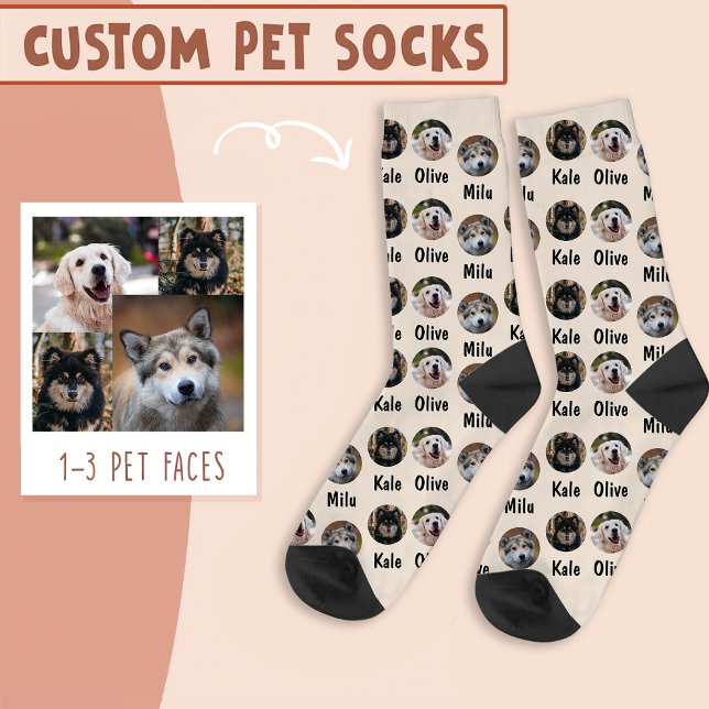 3 Hunde 3 Namen Personalisiertes Hunde-Foto auf El Socken (Von Creator hochgeladen)