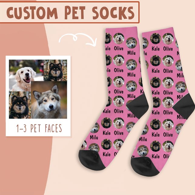 3 Hunde 3 Namen Personalisiertes Hunde-Foto auf Ro Socken (Von Creator hochgeladen)