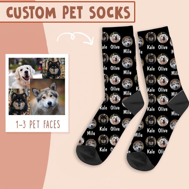 3 Hunde 3 Namen Personalisiertes Hunde-Foto auf Sc Socken (Von Creator hochgeladen)