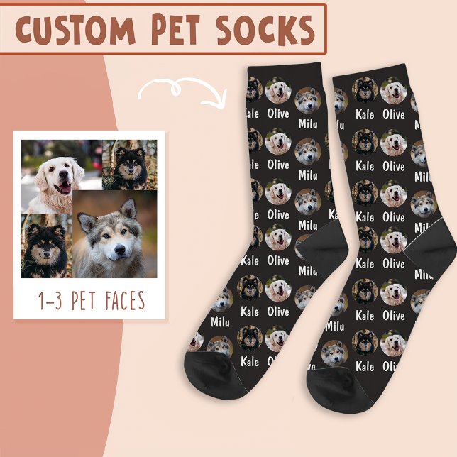 3 Hunde 3 Namen Personalisiertes Hunde-Foto auf Sc Socken (Von Creator hochgeladen)
