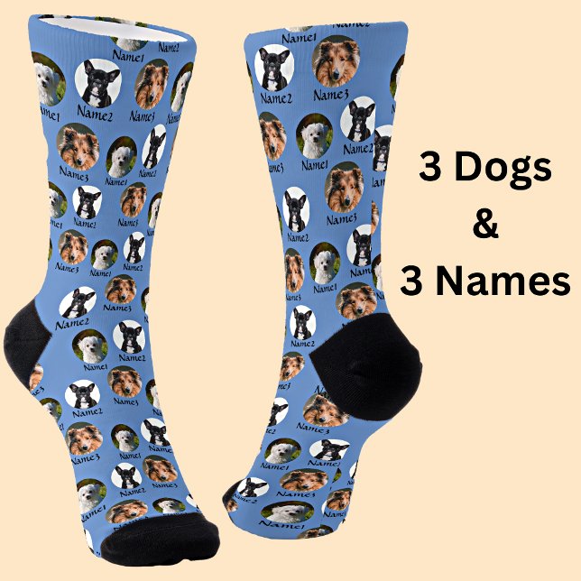 3 Hunde und 3 Namen Personalisierte Fotos für Haus Socken (Von Creator hochgeladen)