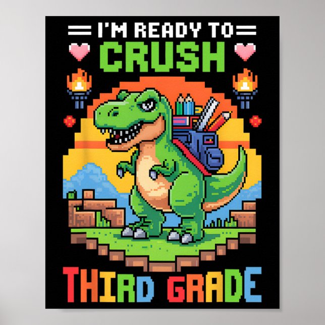 3. Ich bin bereit, die dritte Klasse Dinosaurier-S Poster (Vorne)