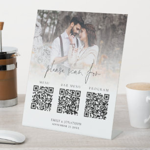 3 in einem Qr-Bar-Menü Programm-Foto Hochzeit Sockelschild