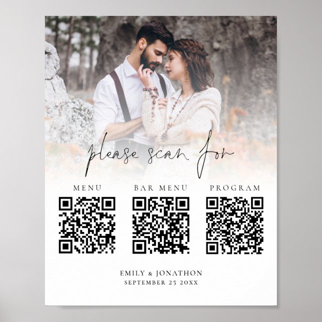 3 in einem Qr-Code-Menü Bar Programm-Foto Hochzeit Poster (Vorne)