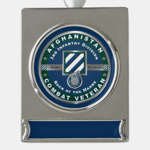 3. Infanterieabteilung Afghanistan Veteran Banner-Ornament Silber