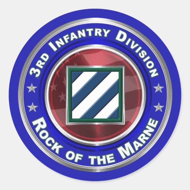 3. Infanterieabteilung "Rock of the Marne" Runder Aufkleber (Vorderseite)