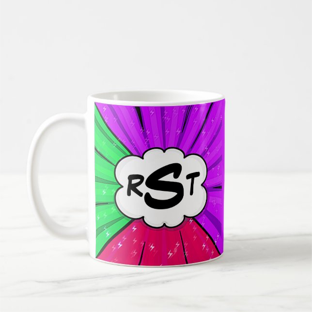 3 Initial Letter Monogram Pop Art Cloud Kaffeetasse (Links)