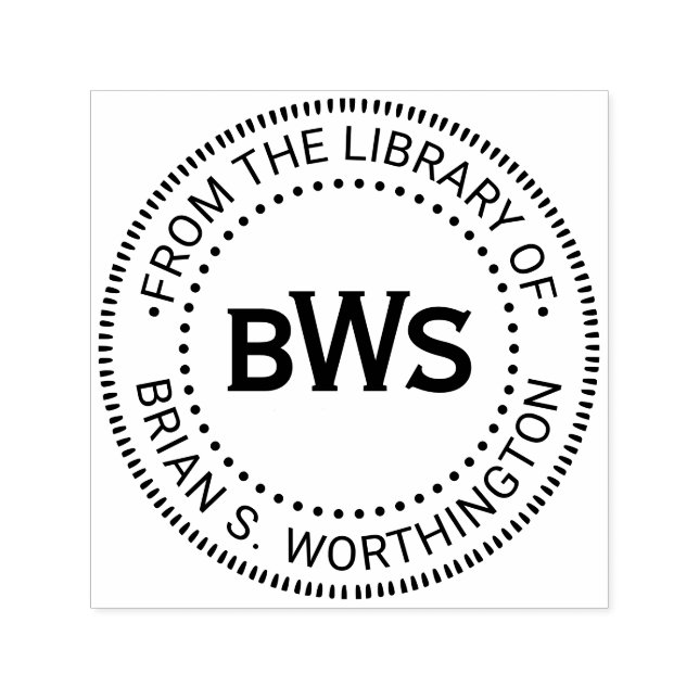 3 Initial Monogram Library Book Name #93 Permastempel (Design)