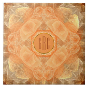 3 Initialen Monogramm Orange-Lace-Keramikfliese Fliese