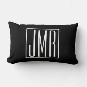 3 Initialen Monogramm Schwarz & Weiß (oder DIY-F Lendenkissen