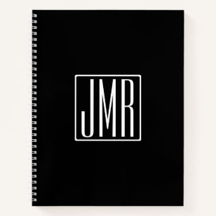 3 Initialen Monogramm   Schwarz & Weiß (oder DIY-F Notizbuch