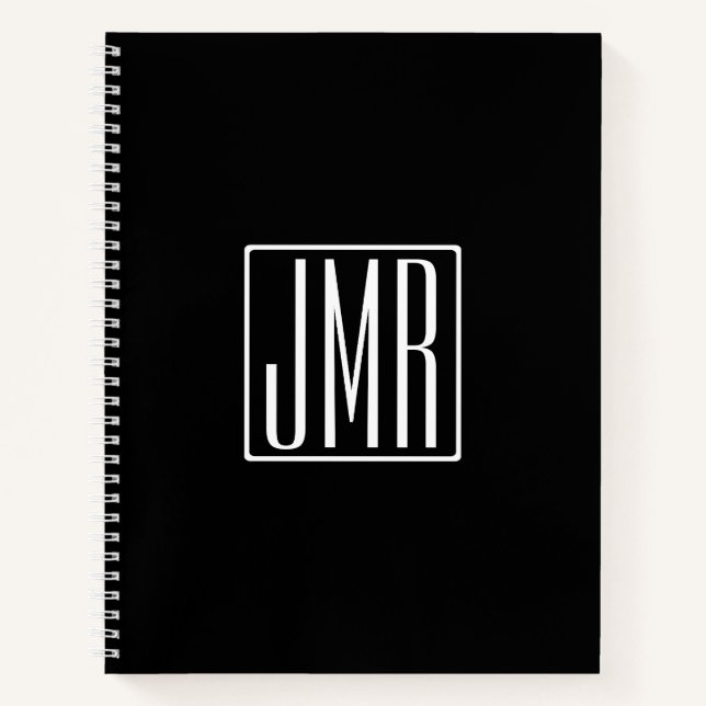 3 Initialen Monogramm | Schwarz & Weiß (oder DIY-F Notizbuch (Vorderseite)