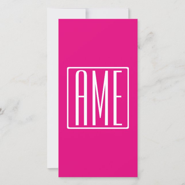 3 Initialen Monogramm | Weiß auf Hot Pink (Vorderseite)