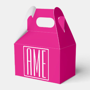 3 Initialen Monogramm   Weiß auf Hot Pink Geschenkschachtel