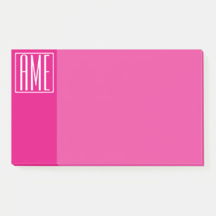 3 Initialen Monogramm   Weiß auf Hot Pink Post-it Klebezettel