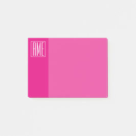 3 Initialen Monogramm | Weiß auf Hot Pink Post-it Klebezettel