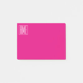 3 Initialen Monogramm | Weiß auf Hot Pink Post-it Klebezettel