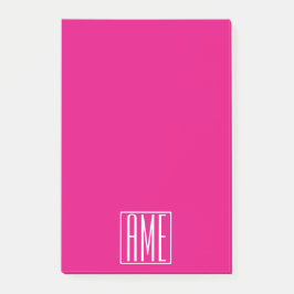 3 Initialen Monogramm | Weiß auf Hot Pink Post-it Klebezettel