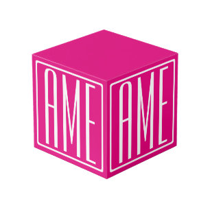 3 Initialen Monogramm Weiß auf Hot Pink Würfel