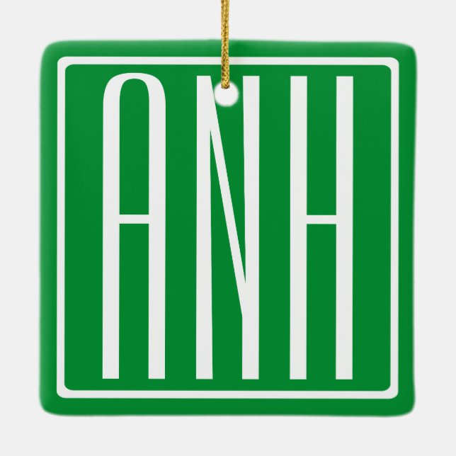 3 Initialmonogramm | Grün/Weiß Keramikornament (Rückseite)