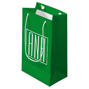 3 Initialmonogramm Grün/Weiß Kleine Geschenktüte
