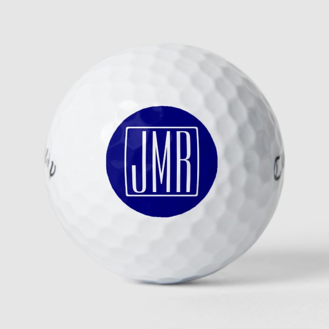 3 Initialmonogramm | Navy Blue & White Golfball (Vorderseite)