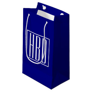 3 Initialmonogramm Navy Blue & White Kleine Geschenktüte