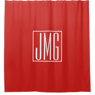 3 Initialmonogramm Rot und Weiß (oder Farbtöne) Duschvorhang