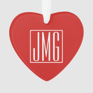 3 Initialmonogramm   Rot und Weiß (oder Farbtöne) Ornament