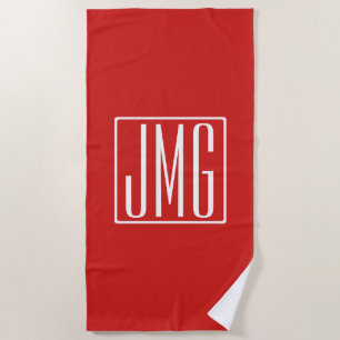 3 Initialmonogramm Rot und Weiß (oder Farbtöne) Strandtuch