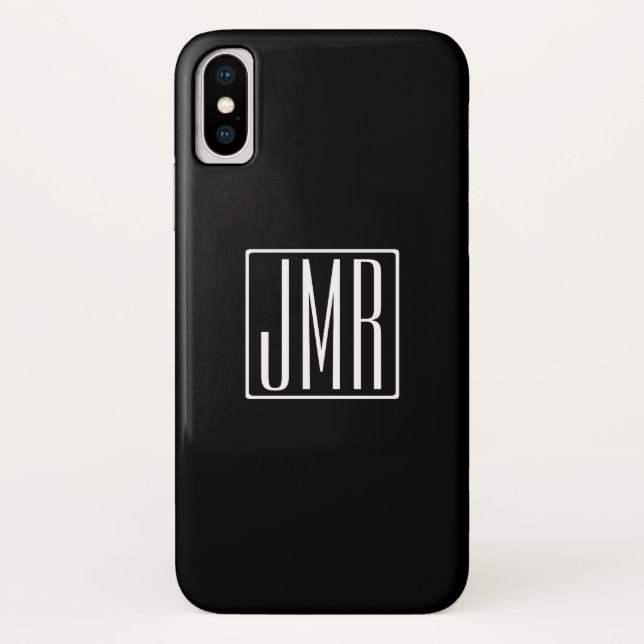 3 Initialmonogramm | Schwarz/Weiß (oder Farbtöne) Case-Mate iPhone Hülle (Rückseite)