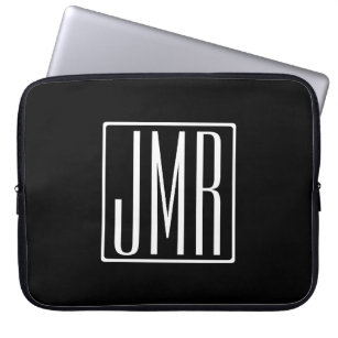 3 Initialmonogramm   Schwarz/Weiß (oder Farbtöne) Laptopschutzhülle