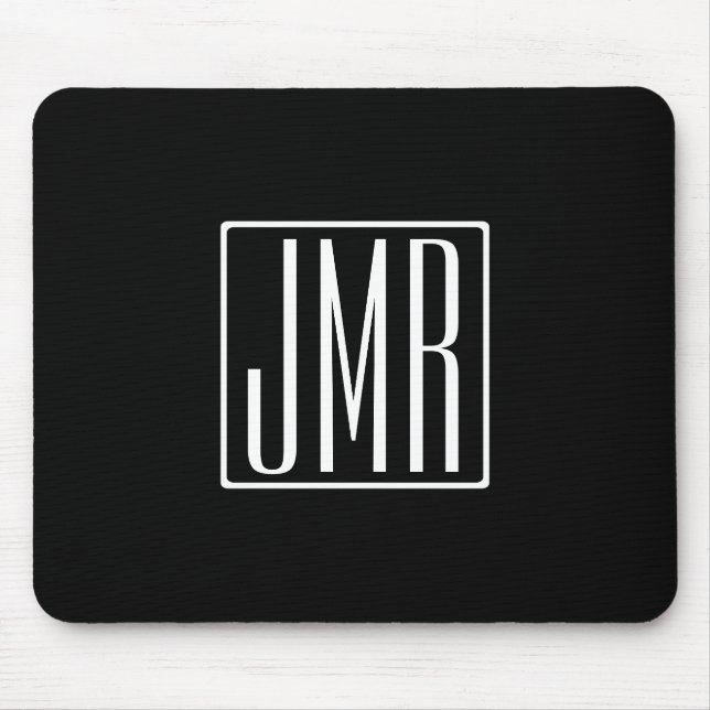 3 Initialmonogramm | Schwarz/Weiß (oder Farbtöne) Mousepad (Vorne)