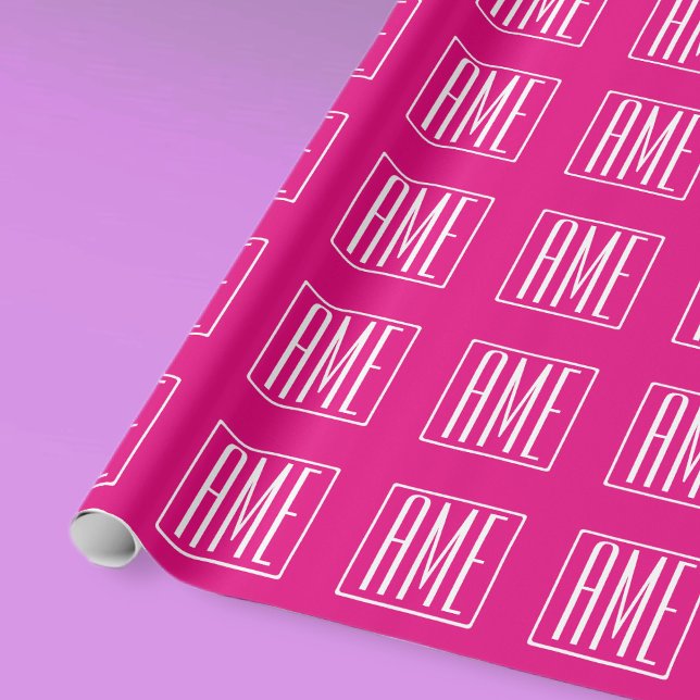 3 Initialmonogramm | Weiß auf heiß rosa Geschenkpapier (Von Creator hochgeladen)