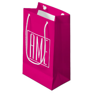 3 Initialmonogramm   Weiß auf heiß rosa Kleine Geschenktüte
